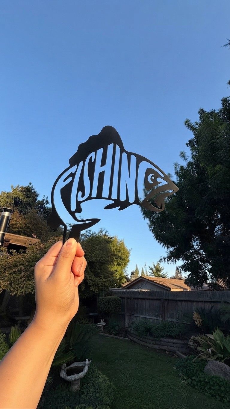 A bass with the word Fishing cut through it.